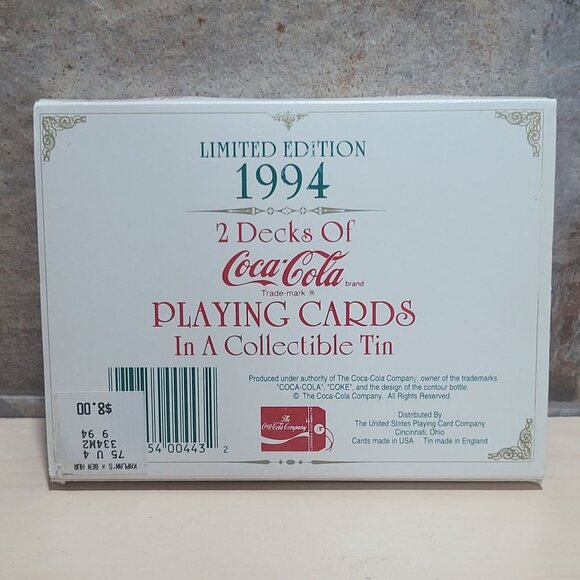 Coca Cola Playing Cards Santa 2 Decks In A Collectible Tin 1994 Limited Edition - Picture 2 of 9